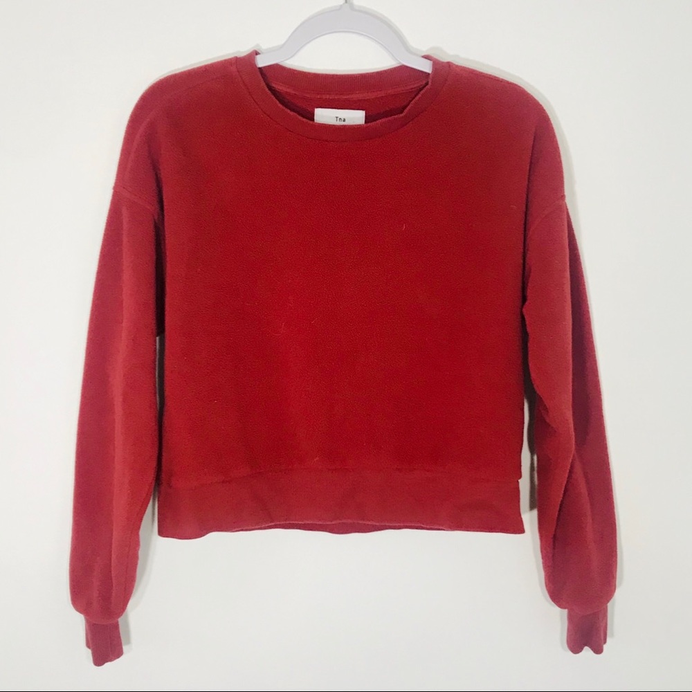 Tna • Aritzia Red Fleece Cropped Sweatshirt